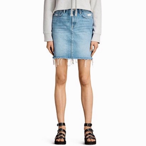 Allsaints KIM Denim Skirt Light Wash Jean Skirt 0 - Picture 1 of 8